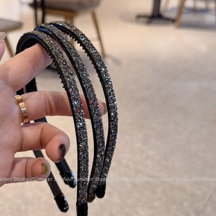 窄边满钻发箍防滑齿细边压发轻奢碎钻细头箍百搭外出洗脸面膜发卡