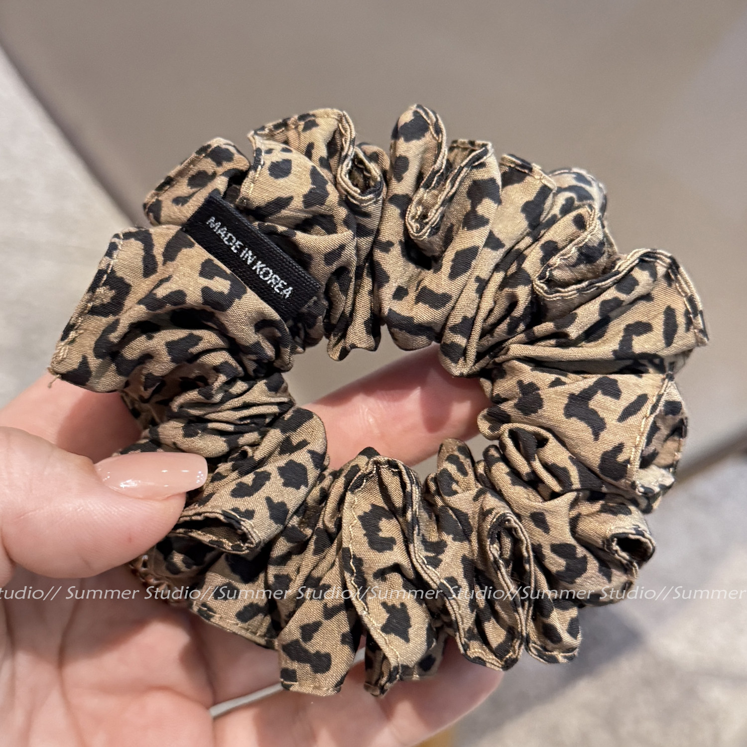 韩国高级感豹纹大肠发圈新款扎低马尾丸子头绳气质百搭耐用发饰女