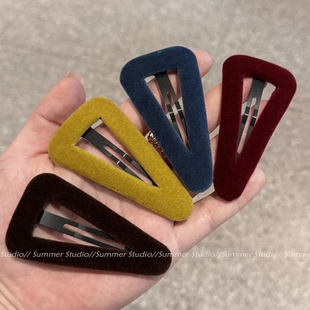 彩色丝绒发夹掰掰夹三角刘海夹少女刘海边夹ins小众网红碎发夹