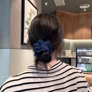 复古丹宁牛仔花边大肠发圈女韩系高级感头绳2025新款扎头发橡皮筋