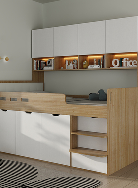 小户型半高榻榻米带书桌床衣柜一体带隔断的床踏踏米小房间单人床