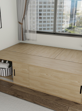 定制ins小户型无床头榻榻米双人高箱1米储物收纳单人床设计师公寓