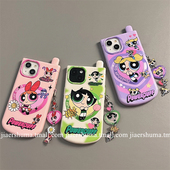 加尔 16promax苹果13手机壳15创意12翻盖爱心镜11支架15pro防摔硅胶保护套 卡通可爱女孩挂件适用iphone17