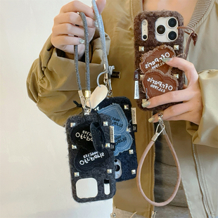 加尔 高级感时尚朋克风铆钉牛仔爱心适用苹果17ProMax手机壳iphone15新款16pro女款13创意14pro防摔17保护套