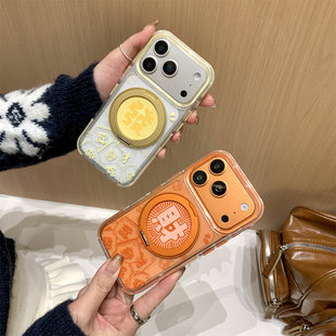 加尔 新年麻将發財文字360旋转支架壳适用苹果17ProMax手机壳iphone15新款16pro硅胶13创意14pro防摔13保护套