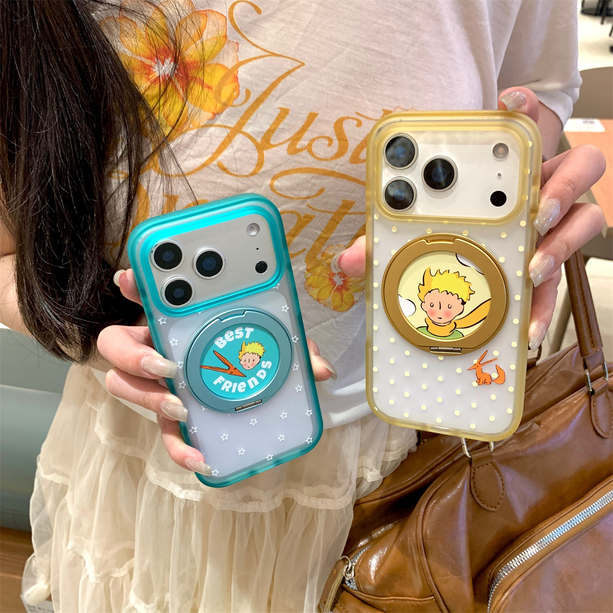 加尔 简约肤感360旋转支架小王子适用苹果17ProMax手机壳iphone15新款16pro女款17pro亚克力15pro防摔保护套