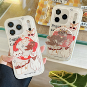 16pro女款 加尔 奶萌可爱涂鸦购物袋猫咪摇摇乐磁吸支架适用苹果17ProMax手机壳iphone15新款 14pro防摔保护套