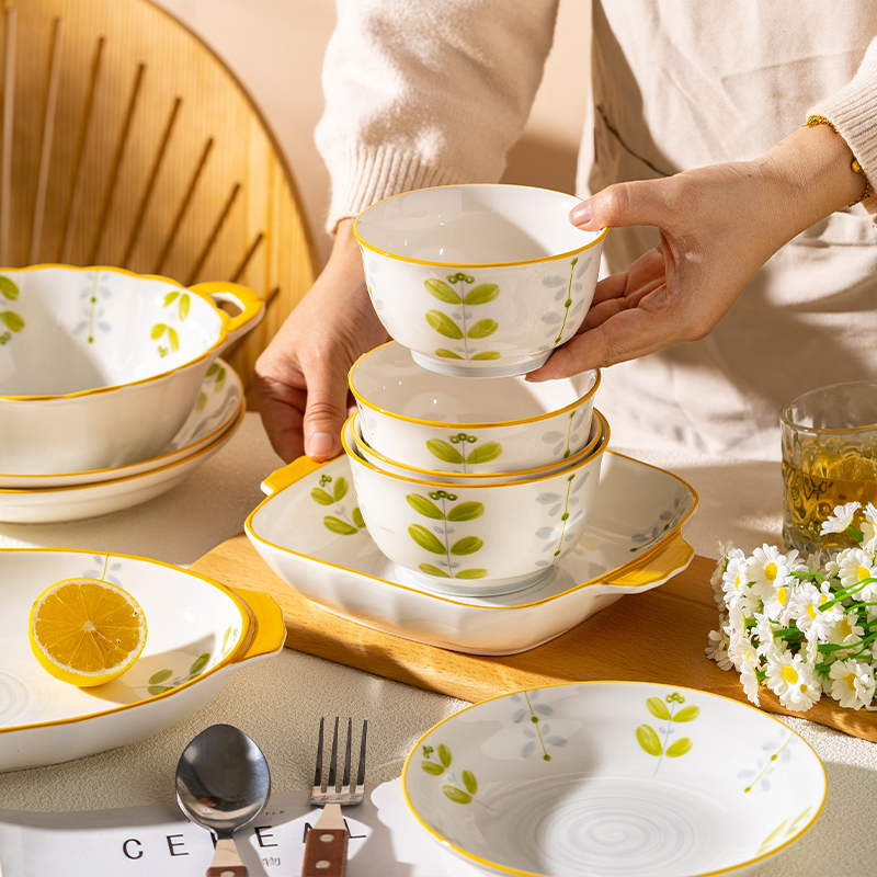 碗碟套装家用2024新款饭碗泡面碗菜盘碟子双耳汤碗自由组合餐具 餐饮具 碗 原图主图