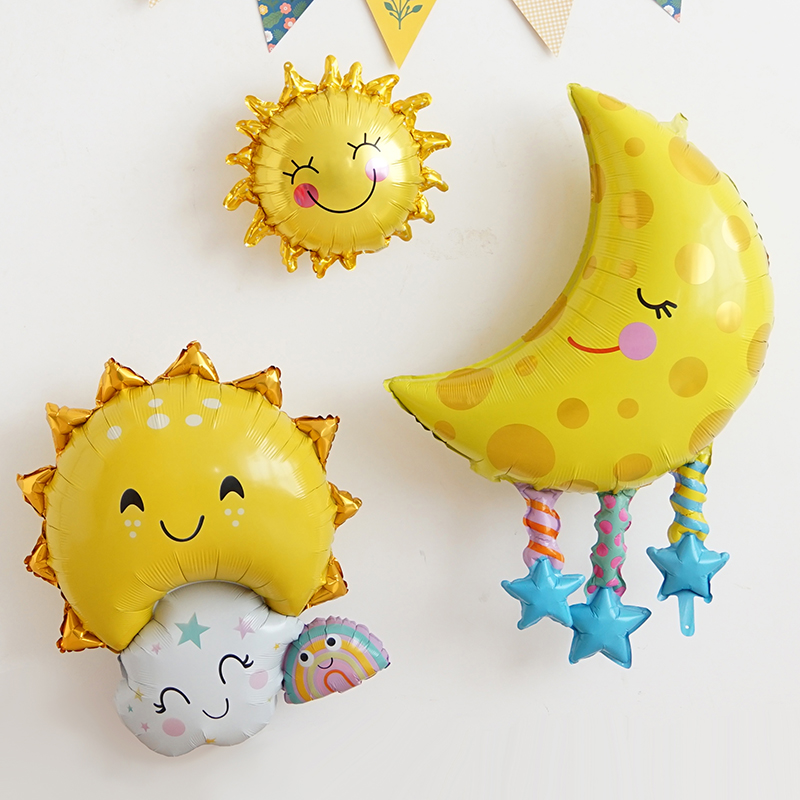 儿童卡通生日布置气球可爱月亮太阳公公铝膜气球儿童节装饰道具