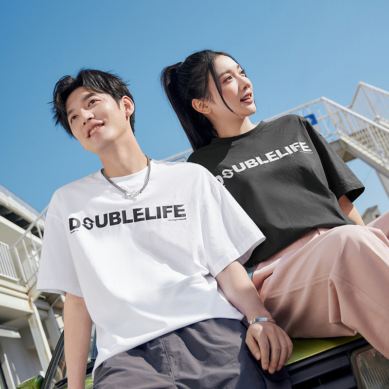 361度运动t恤男女同款2026年春季透气新款宽松印花圆领短袖情