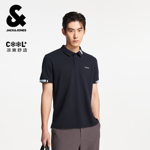 上衣翻领T恤直筒polo衫 杰克琼斯男装 刺绣舒适清爽短袖 夏季 新款