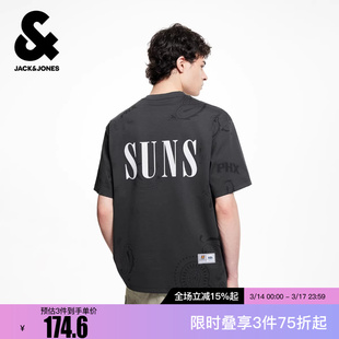 杰克琼斯冬新款NBA联名款太阳队T恤运动宽松纯棉舒适短袖上衣