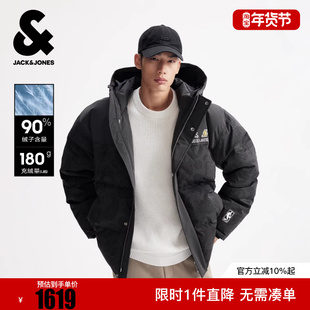 杰克琼斯NBA联名洛杉矶湖人队男装羽绒服冬季新款宽松连帽外套