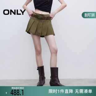125316010 型高腰短裙百褶裙半身裙女 ONLY2025冬新款 复古A字版