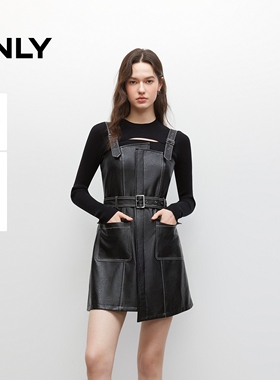 ONLY2025冬新款性感镂空针织吊带PU套装连衣裙女|12537Y002