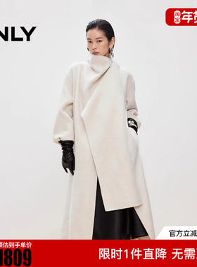 ONLY2025冬季新款含绵羊毛纯色宽松设计长款毛呢大衣女|12536U011