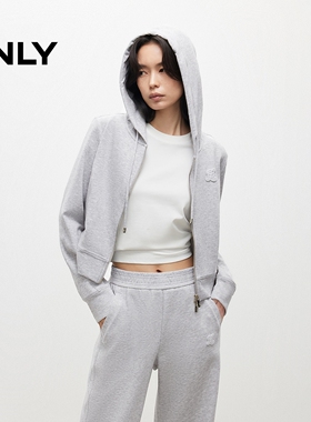 ONLY2025秋季新款休闲解构弧线剪裁收腰连帽开衫卫衣女|12549R007