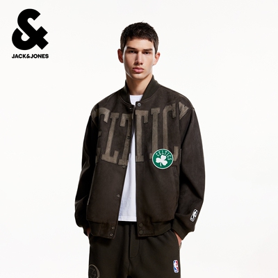 杰克琼斯NBA联名凯尔特人队男装夹克冬新款贴布刺绣棒球领外套