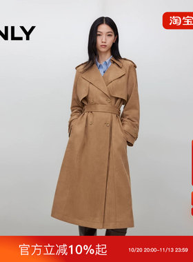 绫致ONLY秋季新款潮酷风宽松翻领中长款风衣外套女