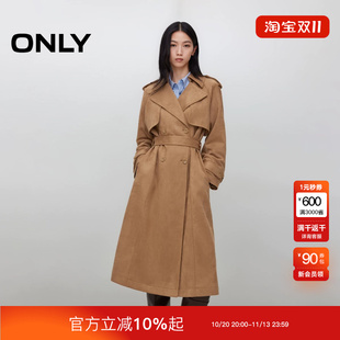 绫致ONLY秋季新款潮酷风宽松翻领中长款风衣外套女