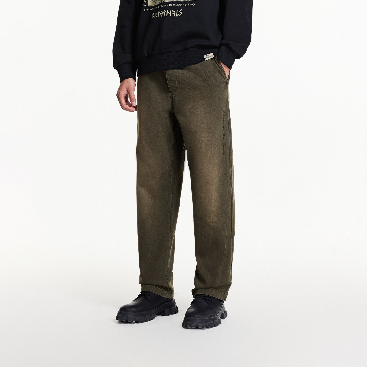 绫致杰克琼斯冬潮流休闲裤松紧百搭抽绳双侧插袋字母刺绣宽松男