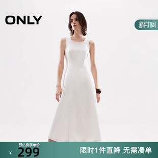 连衣裙女 中长款 125342021 拼接剪裁圆领牛仔无袖 ONLY2025冬新款