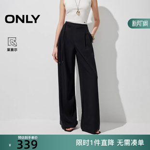 女 ONLY2026春季 休闲裤 解构斜裁门襟舒适飘带长裤 126114039 新款