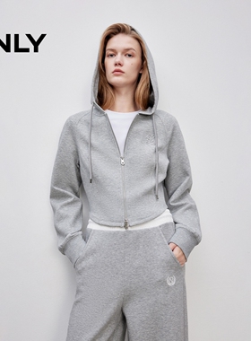 ONLY2025冬新款舒适显瘦修身连帽插肩短款长袖卫衣女|12549R015