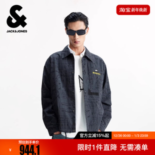 时尚 冬新款 满印宽松休闲翻领夹克外套 男装 杰克琼斯BSQ联名款