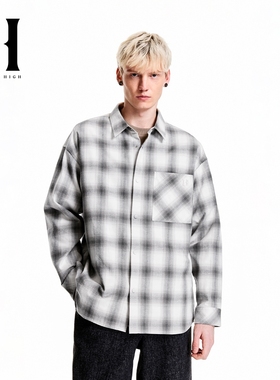 SEASON HIHG冬季时尚出街纯棉舒适简约风潮格纹长袖衬衫外套男装