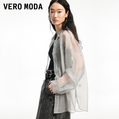 Vero Moda衬衫女2025冬新款宽松廓形休闲百搭印花上衣325305026