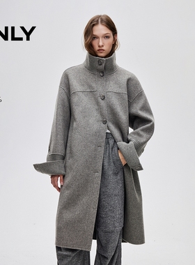 ONLY2025秋季新款休闲通勤双面呢直身长款毛呢大衣女|12536U015