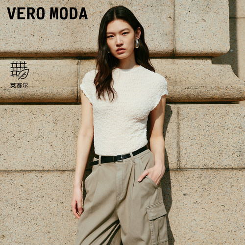 Vero Moda上衣女2025冬新款含莱赛尔立体肌理圆领百搭325241001
