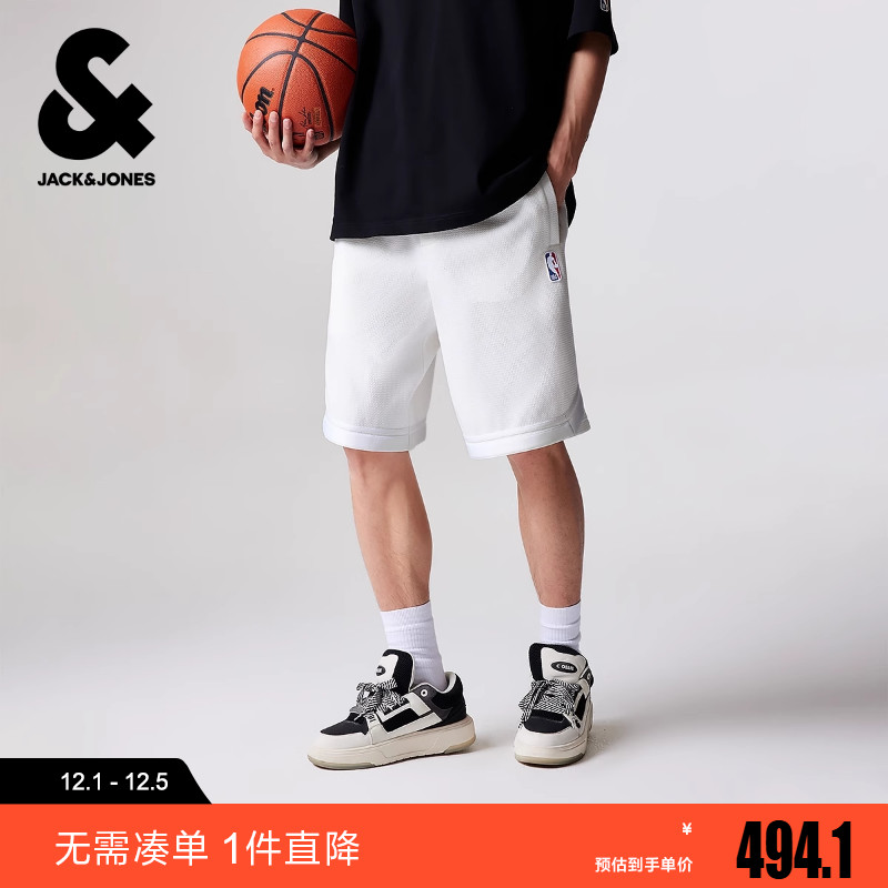 杰克琼斯男装冬新款NBA联名湖人队潮流宽松运动风短裤五分裤
