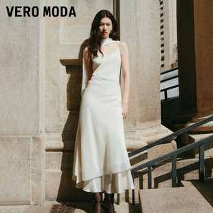 Vero Moda连衣裙2026新款含棉立体捏褶收腰修身吊带裙