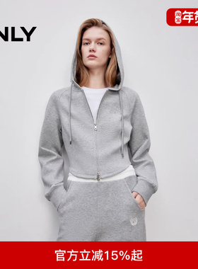 ONLY2025冬新款舒适显瘦修身连帽插肩短款长袖卫衣女|12539R001
