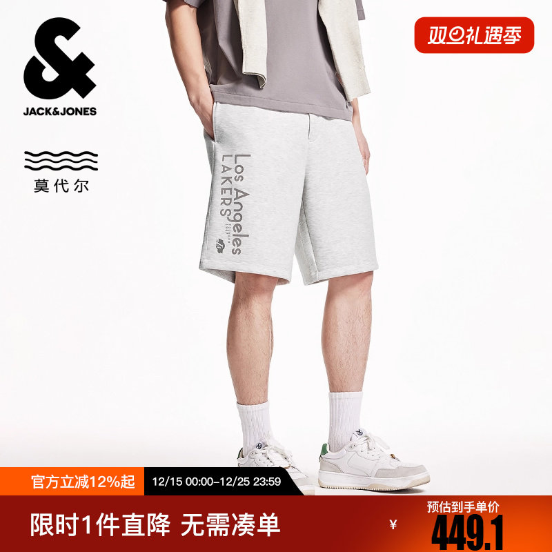 杰克琼斯男装NBA联名款冬新款湖人队植绒字母图案休闲百搭短裤