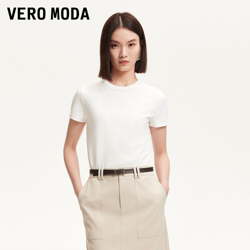 Vero ModaT恤2025冬新款圆领纯色含棉短袖基础百搭325201032