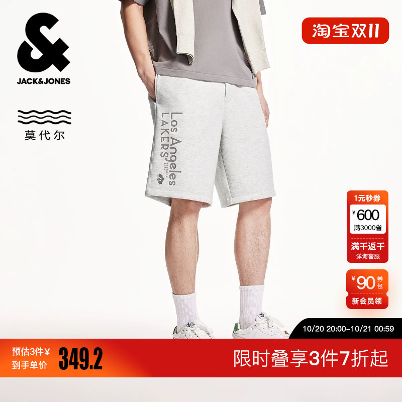 绫致【天丝】杰克琼斯男装NBA联名款湖人队植绒字母图案休闲百搭