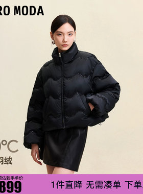 绫致Vero Moda羽绒服冬季新款90白鸭绒亮片立领短款羽绒服百搭