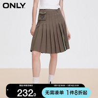 [新]绫致ONLY2023冬季新款时尚不规则下摆开叉中长百褶半身裙女