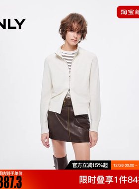 ONLY2025冬新款插肩微宽松双向拉链亲肤开衫针织衫女|12543A005