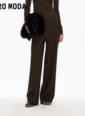 Vero Moda休闲裤2025冬新款含绵羊毛高腰直筒针织裤32547V002