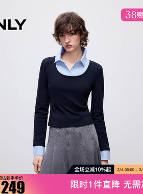 ONLY2025秋季新款松弛舒适正肩拼接假两件叠穿卫衣女|12549S008