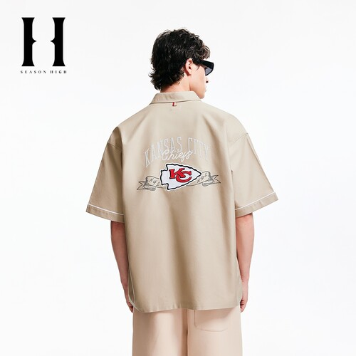SEASON HIGH冬NFL联名男装短袖衬衫舒适百搭潮流时尚简约风上衣