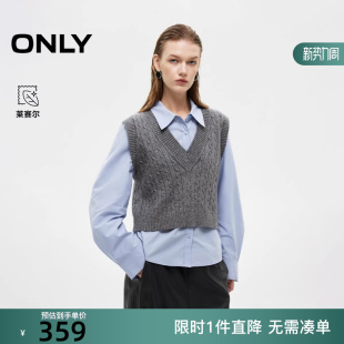 女 衬衫 125305014 针织马甲两件套翻领正肩长袖 ONLY2025冬新款