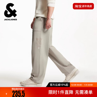 男装 杰克琼斯冬精致刺绣可调节抽绳舒适百搭纯色宽松裤 子休闲裤