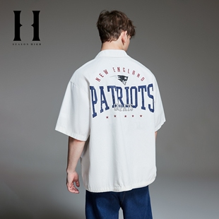 NFL联名冬新款夹克男装宽松翻领新英格兰爱国者队