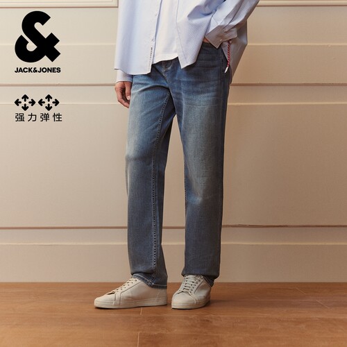 杰克琼斯秋季新款时尚潮流百搭休闲高弹力凉感直筒休闲男士牛仔裤