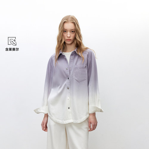 ONLY2026夏季新款个性渐变上衣舒适插肩袖牛仔外套女|126154015